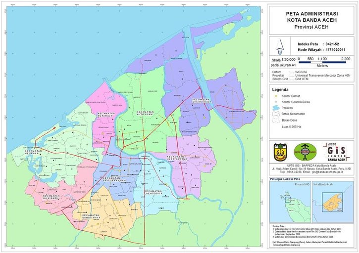 Cuplikan layar peta : Administrasi Kota Banda Aceh Tahun 2005
