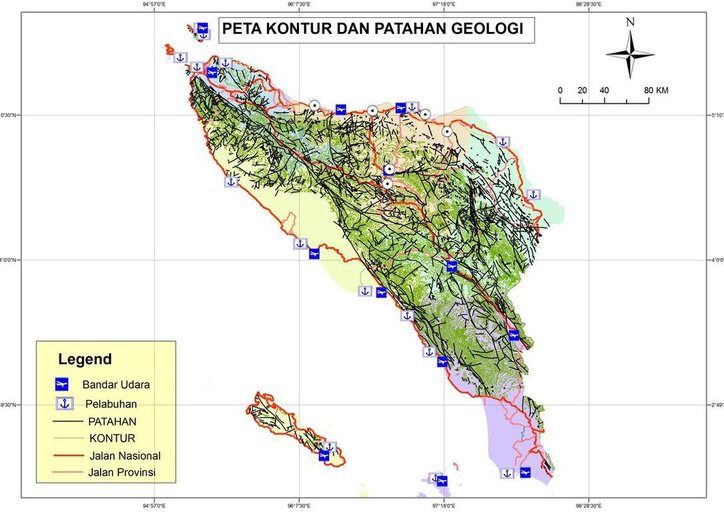 Cuplikan layar peta : Peta Kontur dan Patahan Geologi