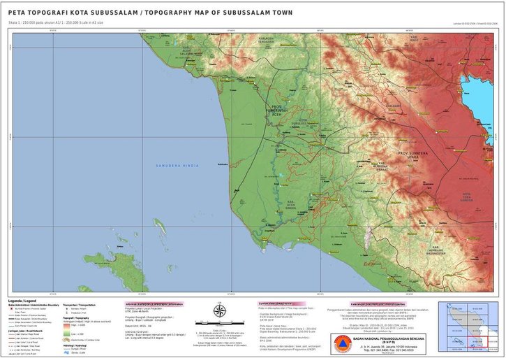 Cuplikan layar peta : PETA TOPOGRAFI KOTA SUBUSSALAM / TOPOGRAPHY MAP OF SUBUSSALAM TOWN(250K)