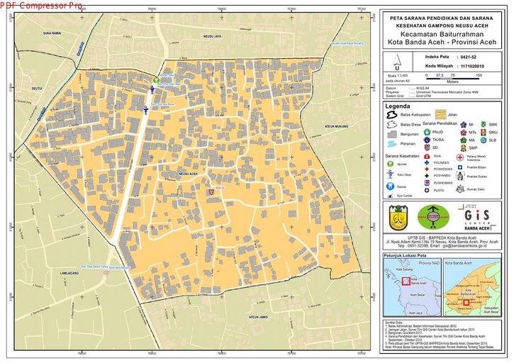 Cuplikan layar peta : Hasil Survey Sarana Pendidikan dan Kesehatan Gp. Neusu Aceh