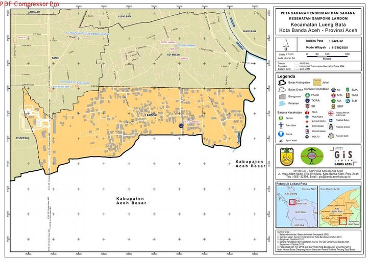 Cuplikan layar peta : Hasil Survey Sarana Pendidikan dan Kesehatan Gp. Lamdom