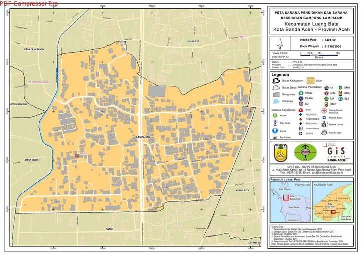 Cuplikan layar peta : Hasil Survey Sarana Pendidikan dan Kesehatan Gp. Lampaloh