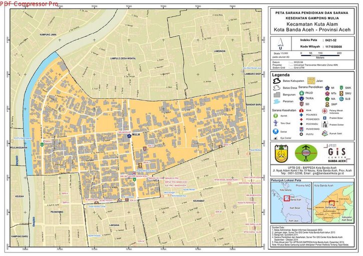 Cuplikan layar peta : Hasil Survey Sarana Pendidikan dan Kesehatan Gp. Mulia