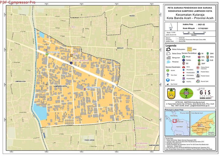 Cuplikan layar peta - Hasil Survey Sarana Pendidikan dan Kesehatan Gp. Lampaseh Kota