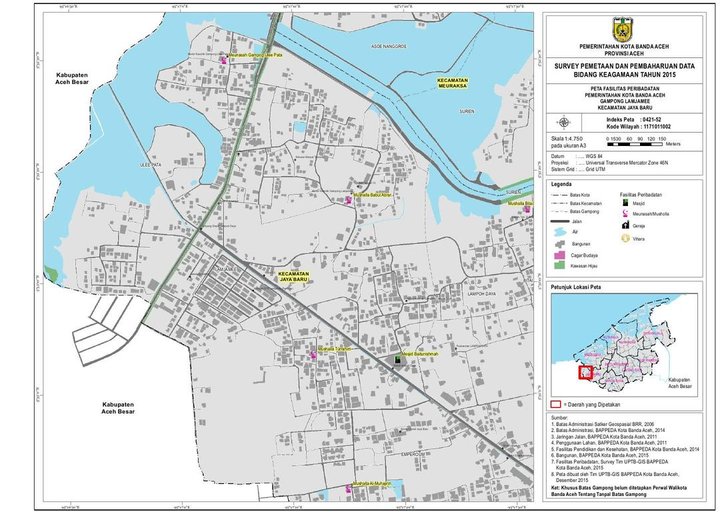 Cuplikan layar peta : Peta Fasilitas Peribadatan Gp. Lamjamee