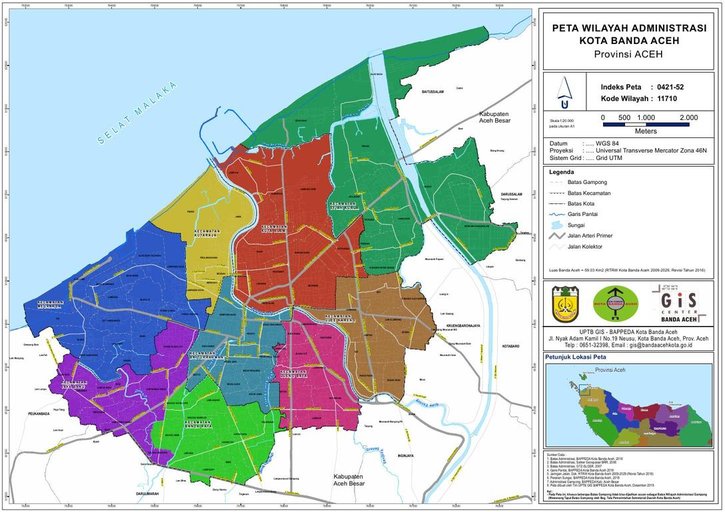Cuplikan layar peta : Peta Wilayah Administrasi Kota Banda Aceh (2018)