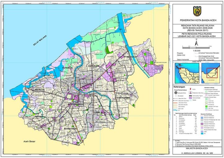 Cuplikan layar peta : A3-Peta Pola Ruang Banda Aceh 2009-2029 (Revisi)