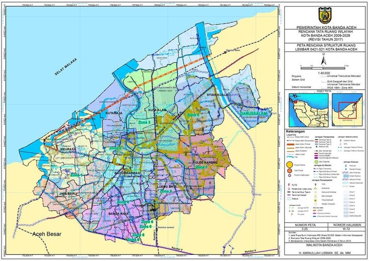 Cuplikan layar peta : A3-Peta Struktur Ruang Banda Aceh 2009-2029 (Revisi)