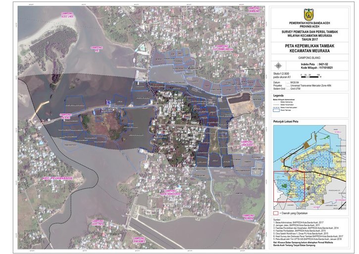 Cuplikan layar peta : Peta Kepemilikan Tambak Gp. Blang