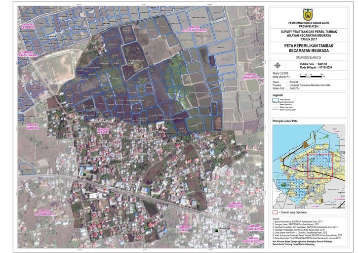 Cuplikan layar peta : Peta Kepemilikan Tambak Gp. Blang Oi
