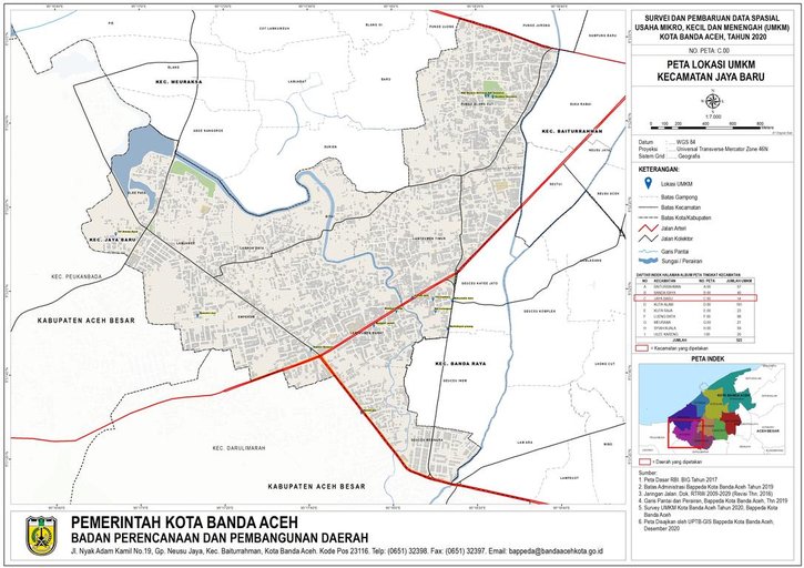 Cuplikan layar peta : Peta Lokasi UMKM Kec. Jaya Baru