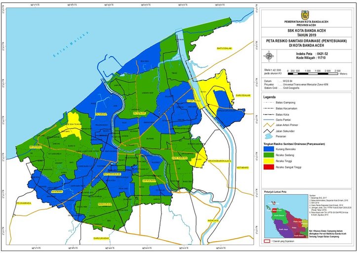 Cuplikan layar peta : Peta Resiko Sanitasi Drainase (Penyesuaian)