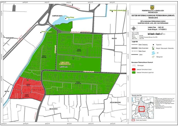 Cuplikan layar peta : Peta Kawasan Permukiman Kumuh Neusu Jaya