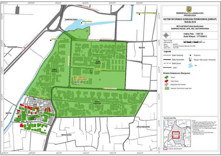Cuplikan layar peta : Peta Keteraturan Bangunan Gampong Neusu Jaya
