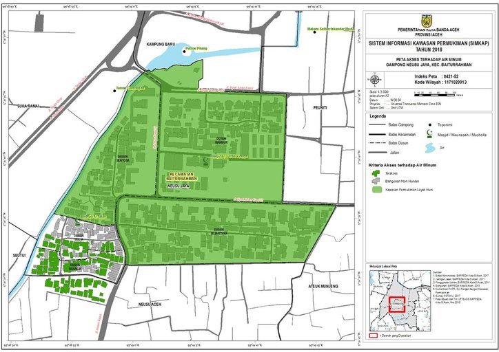 Cuplikan layar peta - Peta Akses Terhadap Air Minum Gampong Neusu Jaya
