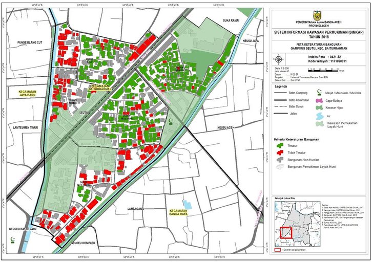 Cuplikan layar peta : Peta Keteraturan Bangunan Gampong Seutui