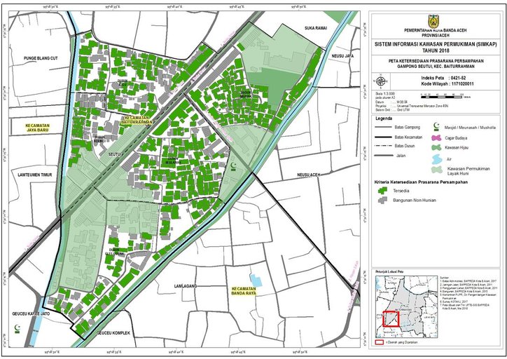 Cuplikan layar peta - Peta Ketersediaan Prasarana Persampahan Gampong Seutui