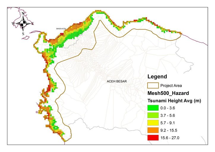 Cuplikan layar peta : Peta Analisis Tsunami JICA 2016-Mesh 500 Hazard