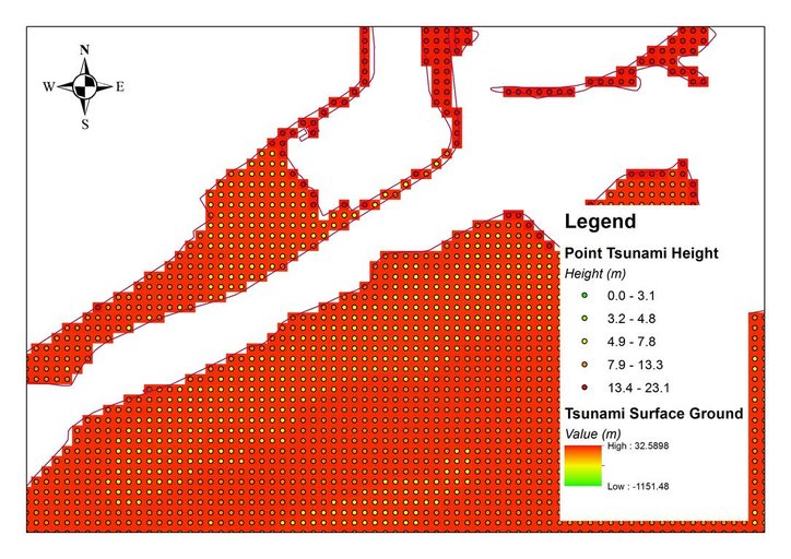 Cuplikan layar peta : Point Tsunami Height