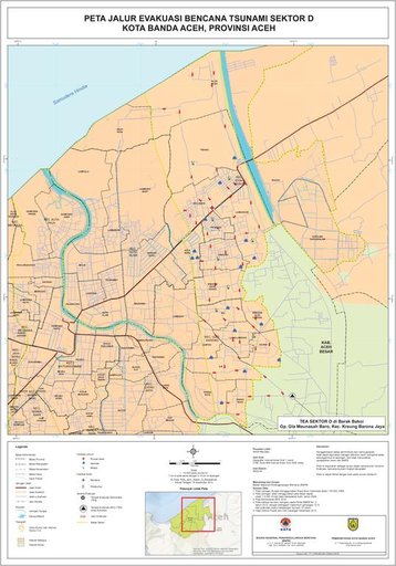 Cuplikan layar peta : PETA JALUR EVAKUASI Bencana Tsunami Sektor D Kota Banda Aceh