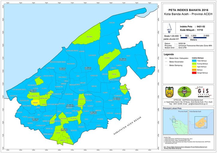 Cuplikan layar peta : Peta Iklim - Indeks Bahaya 2016