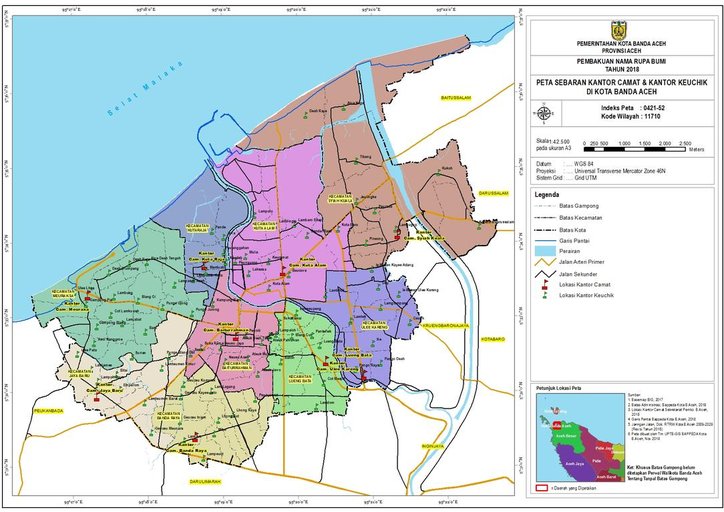 Cuplikan layar peta : Peta Sebaran Kantor Camat dan Kantor Keuchik Banda Aceh