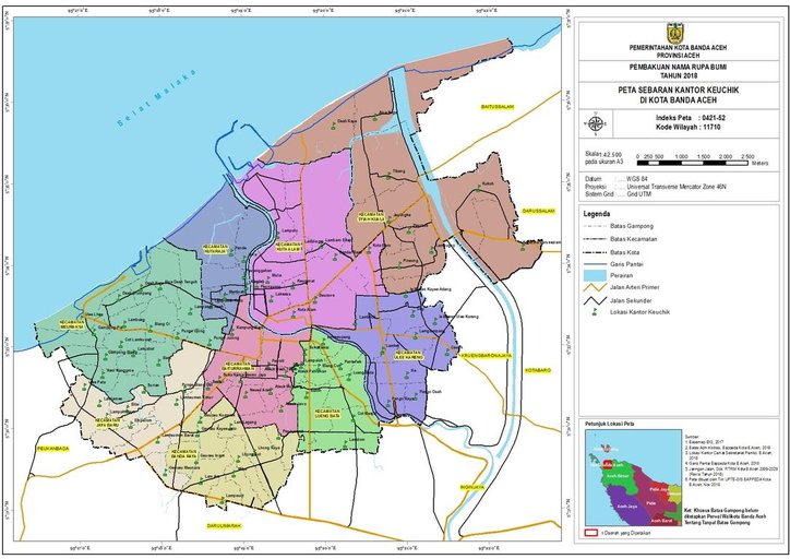Cuplikan layar peta : Peta Sebaran Kantor Keuchik Banda Aceh
