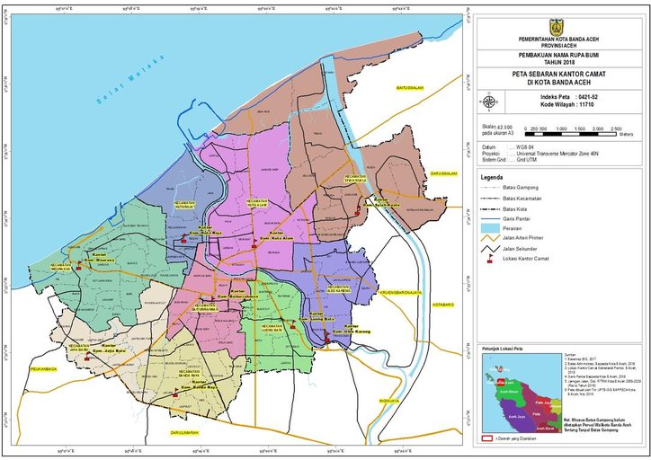 Cuplikan layar peta : Peta Sebaran Kantor Camat Banda Aceh