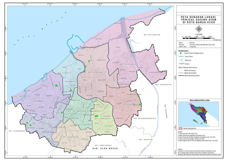 Cuplikan layar peta : Peta Lokasi Pengambilan Sampel Survey Rumah Potong Ayam 2022