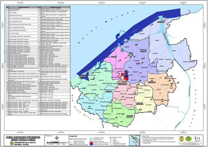 Cuplikan layar peta : Peta Peluang Investasi Banda Aceh 2020