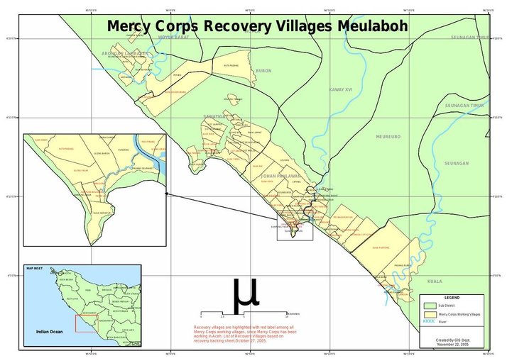 Cuplikan layar peta : Mercy Corps Recovery Villages Meulaboh
