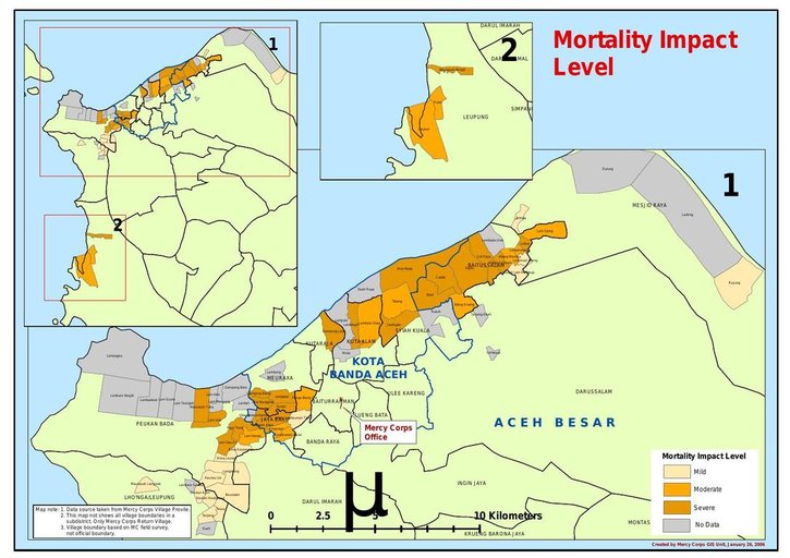 Cuplikan layar peta : Mortality Impact Level