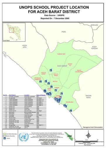 Cuplikan layar peta : UNOPS School Project Location For Aceh Barat District Dec 05