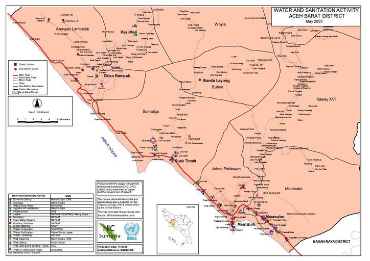 Cuplikan layar peta : Water And Sanitation Activity In Meulaboh