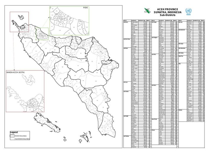 Cuplikan layar peta : Aceh Province, Sub-Districts
