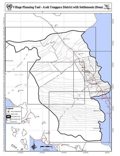 Cuplikan layar peta : Village Planning Tool - Aceh Tenggara District With Settlements (Desa)