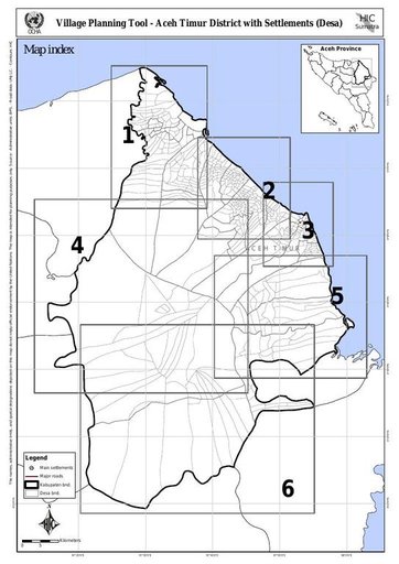 Cuplikan layar peta : Village Planning Tool - Aceh Timur District With Settlements (Desa)