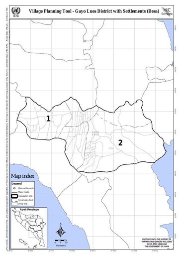 Cuplikan layar peta : Village Planning Tool - Gayo Lues District With Settlements (Desa)