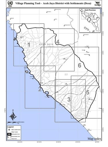 Cuplikan layar peta : Village Planning Tool - Aceh Jaya District With Settlements (Desa)