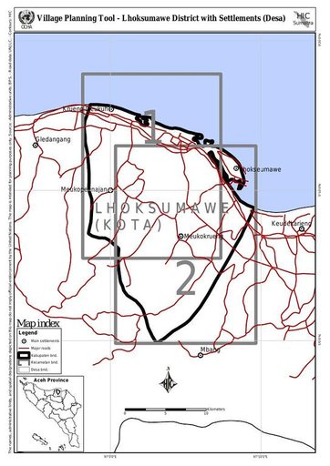 Cuplikan layar peta - Village Planning Tool - Lhoksumawe District With Settlements (Desa)