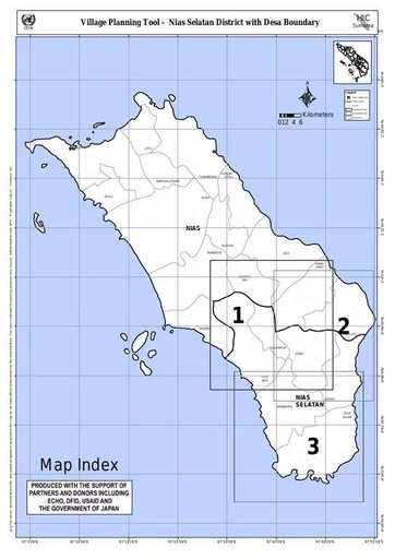 Cuplikan layar peta : Village Planning Tool - Nias Selatan District With Desa Boundary