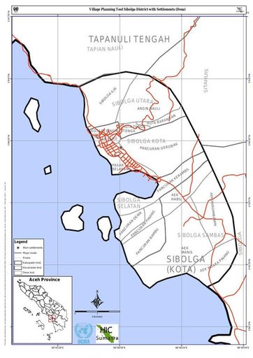 Cuplikan layar peta : Village Planning Tool Sibolga District With Settlements OCHA (Desa)