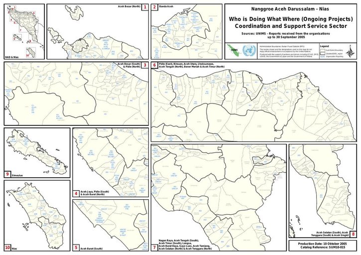 Cuplikan layar peta : Nanggroe Aceh Darussalam - Nias Who Is Doing What Where Coordination And Support Service Sector