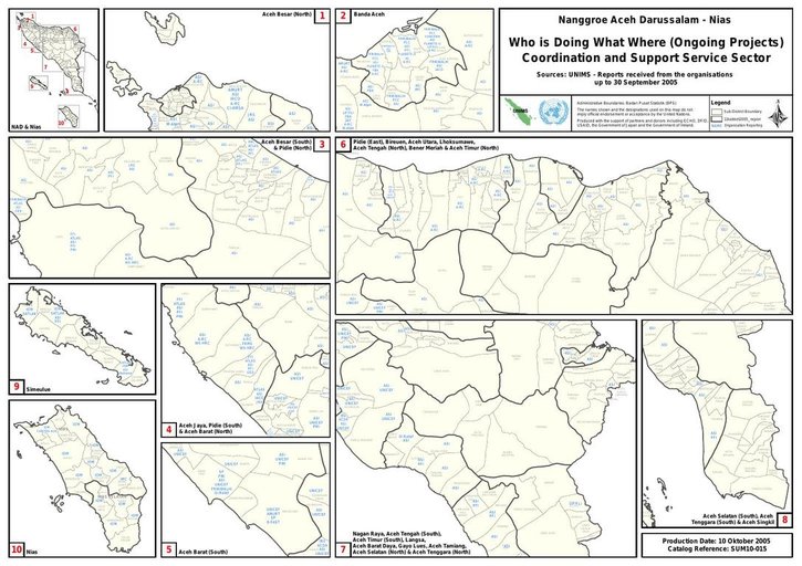 Cuplikan layar peta : Nanggroe Aceh Darussalam - Nias Who Is Doing What Where Coordination And Support Service Sector