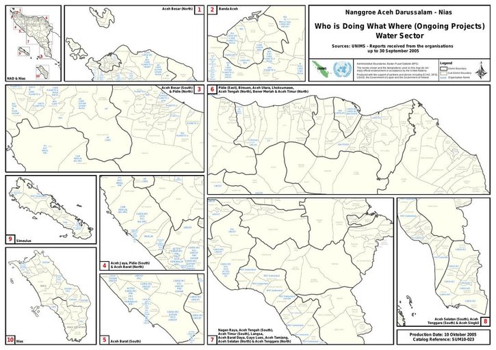 Cuplikan layar peta : Nanggroe Aceh Darussalam - Nias Who Is Doing What Where (ONGOing Projects) Water Sector 