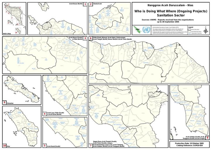 Cuplikan layar peta : Nanggroe Aceh Darussalam - Nias Who Is Doing What Where (ONGOing Projects) Sanitation Sector 