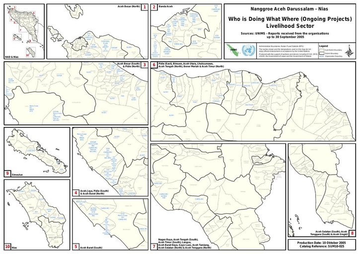 Cuplikan layar peta : Nanggroe Aceh Darussalam - Nias Who Is Doing What Where (ONGOing Projects) Livelihood Sector 