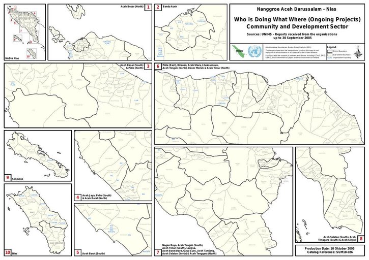 Cuplikan layar peta : Nanggroe Aceh Darussalam - Nias Who Is Doing What Where Community Development Sector 