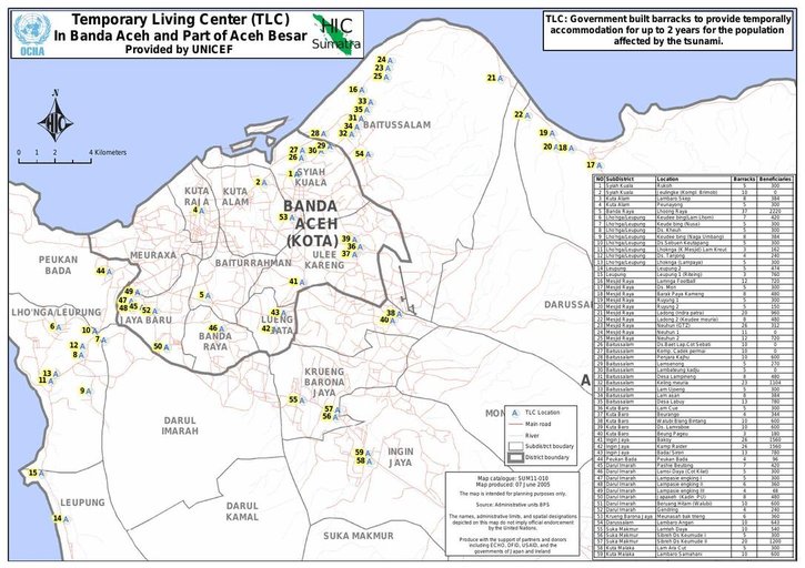 Cuplikan layar peta : Temporary Living Center (TLC) In Banda Aceh And Part Of Aceh Besar