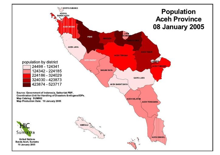 Cuplikan layar peta : Population Aceh Province Jan 2005